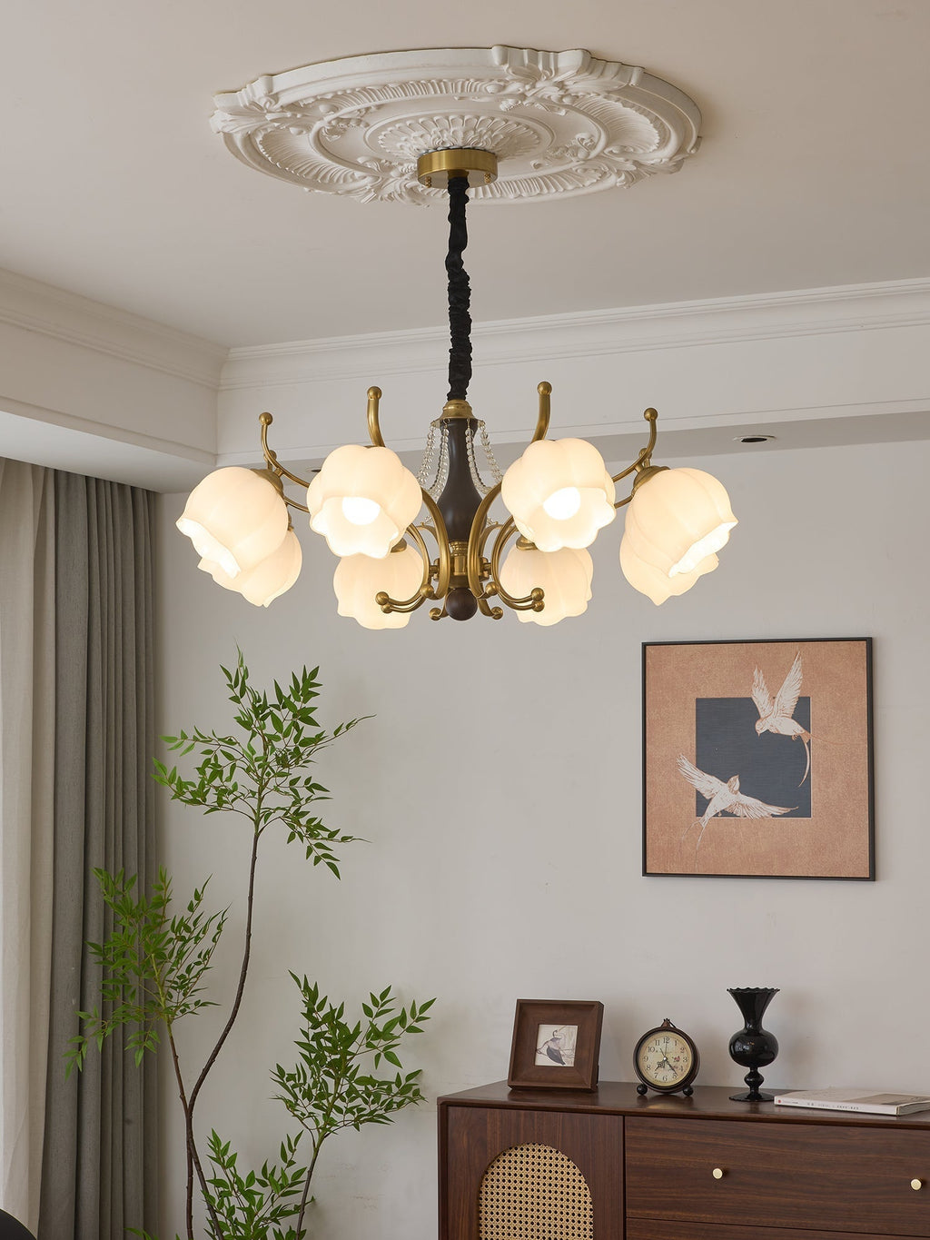Lustra Chandelier Bois Verre Vintage - Neutralighting