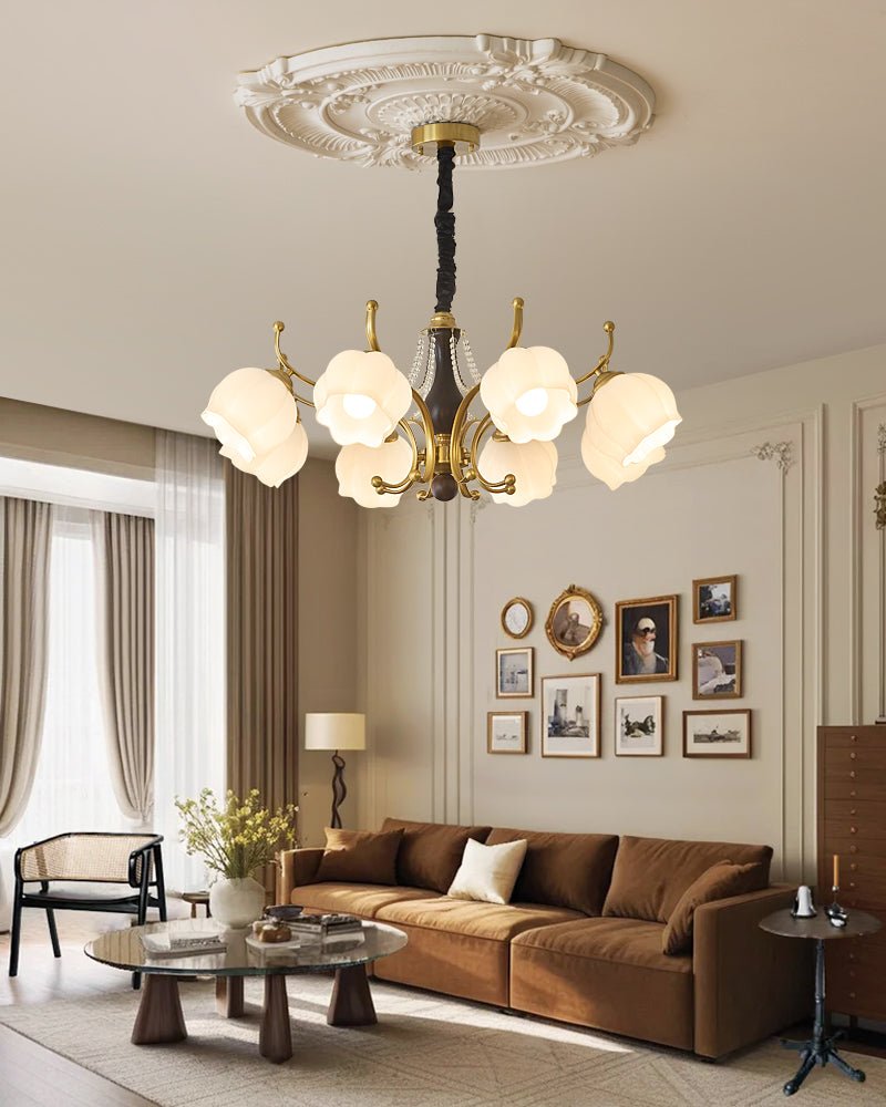 Lustra Chandelier Bois Verre Vintage - Neutralighting