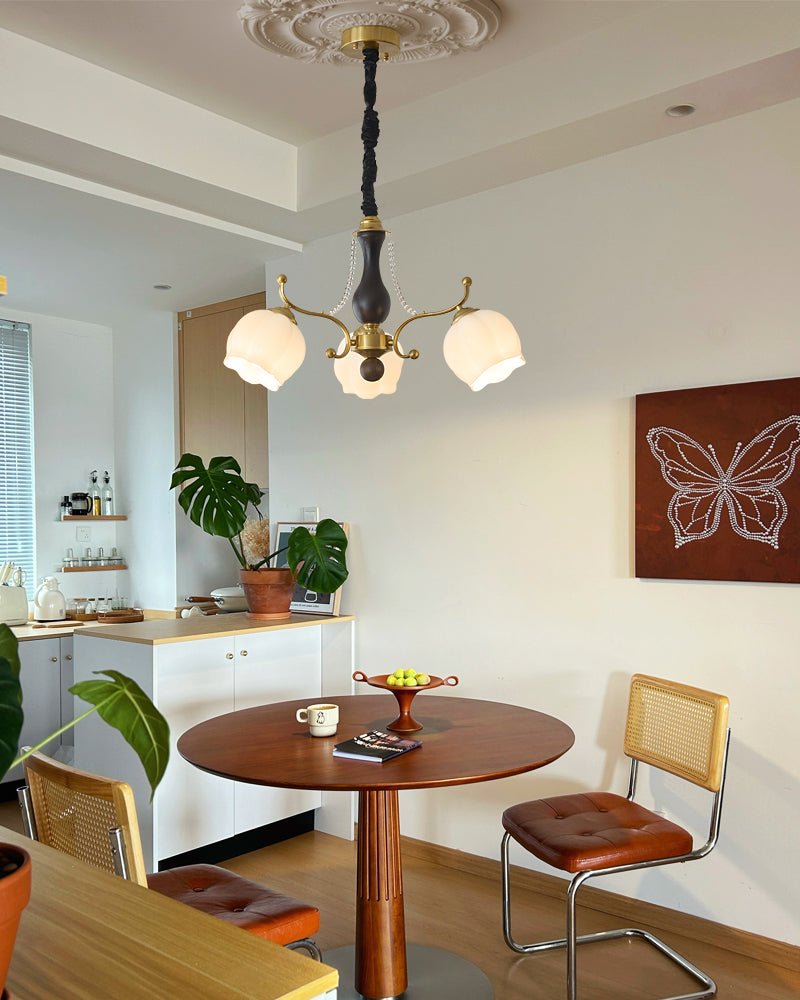 Lustra Chandelier Bois Verre Vintage - Neutralighting