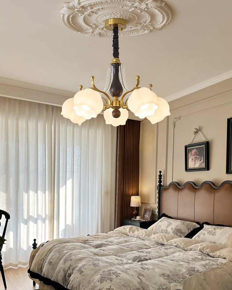 Lustra Chandelier Bois Verre Vintage - Neutralighting