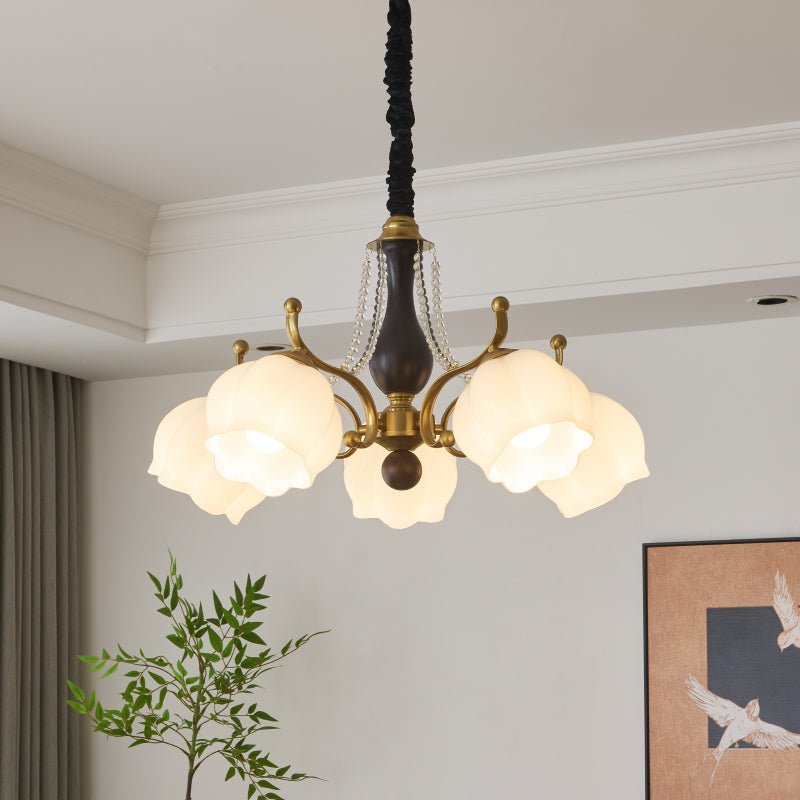 Lustra Chandelier Bois Verre Vintage - Neutralighting