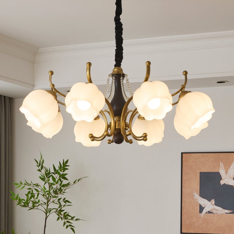 Lustra Chandelier Bois Verre Vintage - Neutralighting