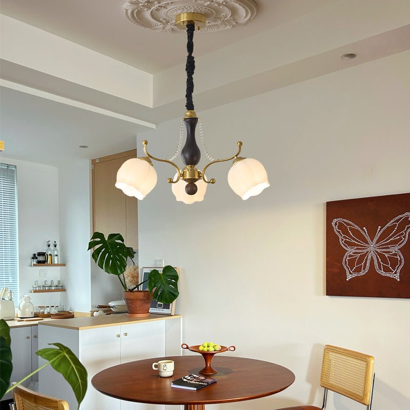 Lustra Chandelier Bois Verre Vintage - Neutralighting