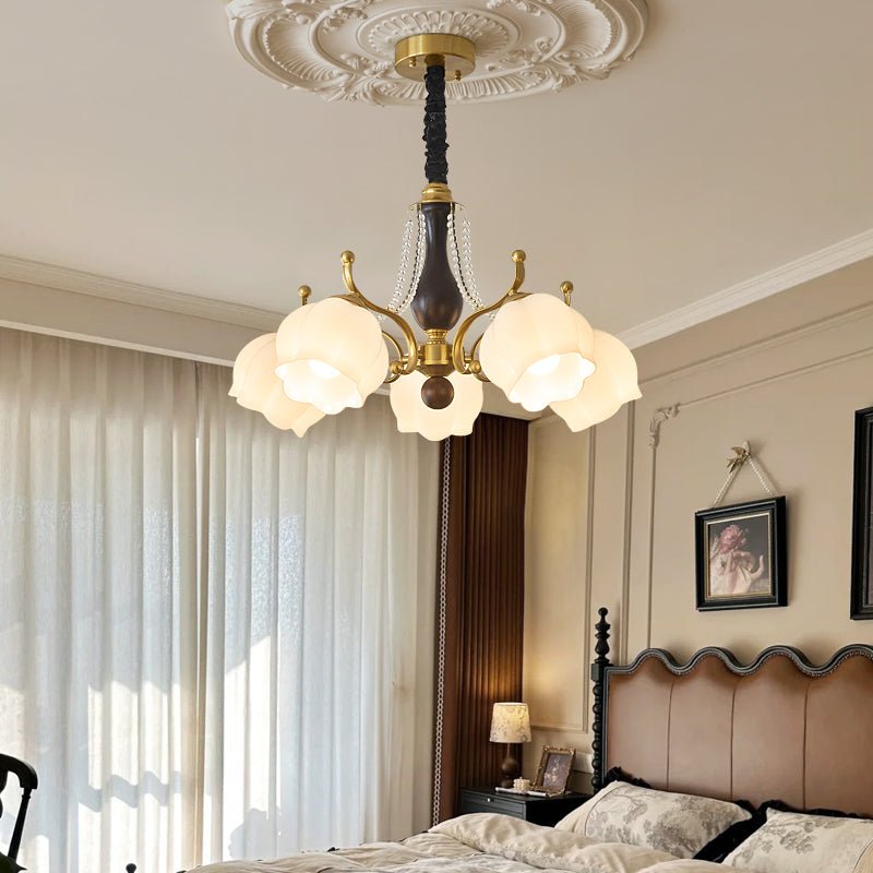 Lustra Chandelier Bois Verre Vintage - Neutralighting