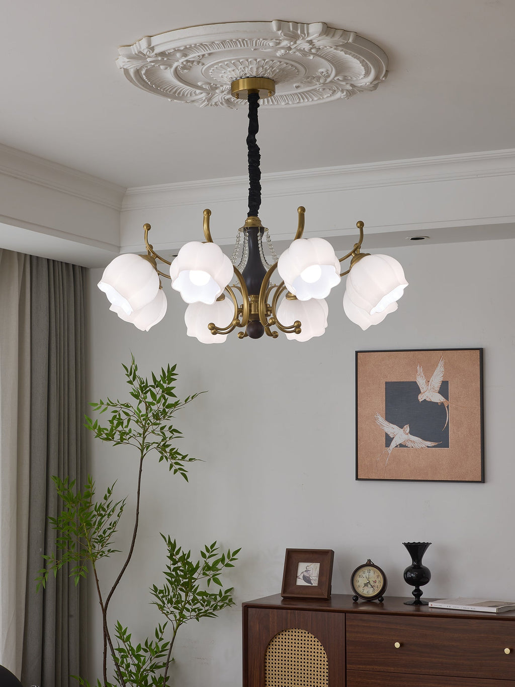 Lustra Chandelier Bois Verre Vintage - Neutralighting