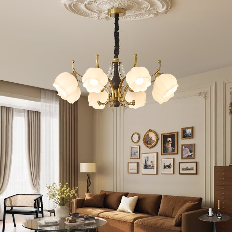 Lustra Chandelier Bois Verre Vintage - Neutralighting