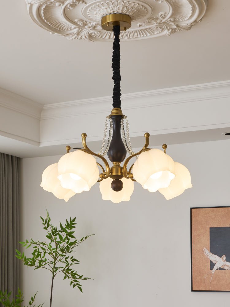 Lustra Chandelier Bois Verre Vintage - Neutralighting