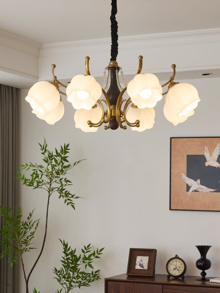 Lustra Chandelier Bois Verre Vintage - Neutralighting