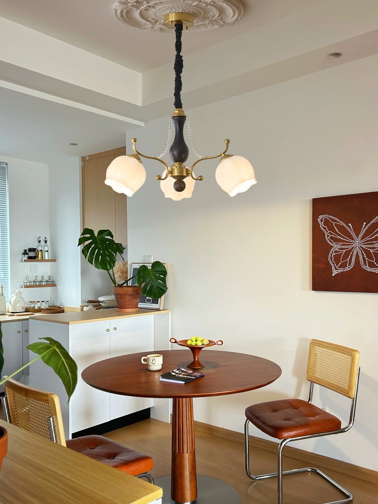 Lustra Chandelier Bois Verre Vintage - Neutralighting