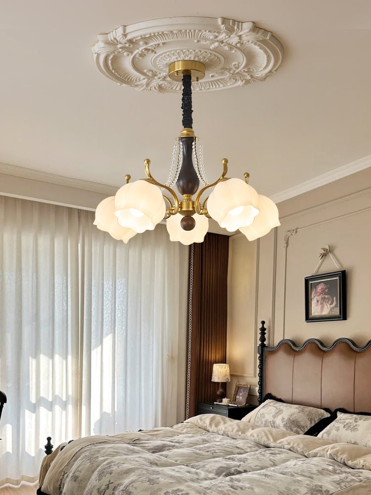 Lustra Chandelier Bois Verre Vintage - Neutralighting