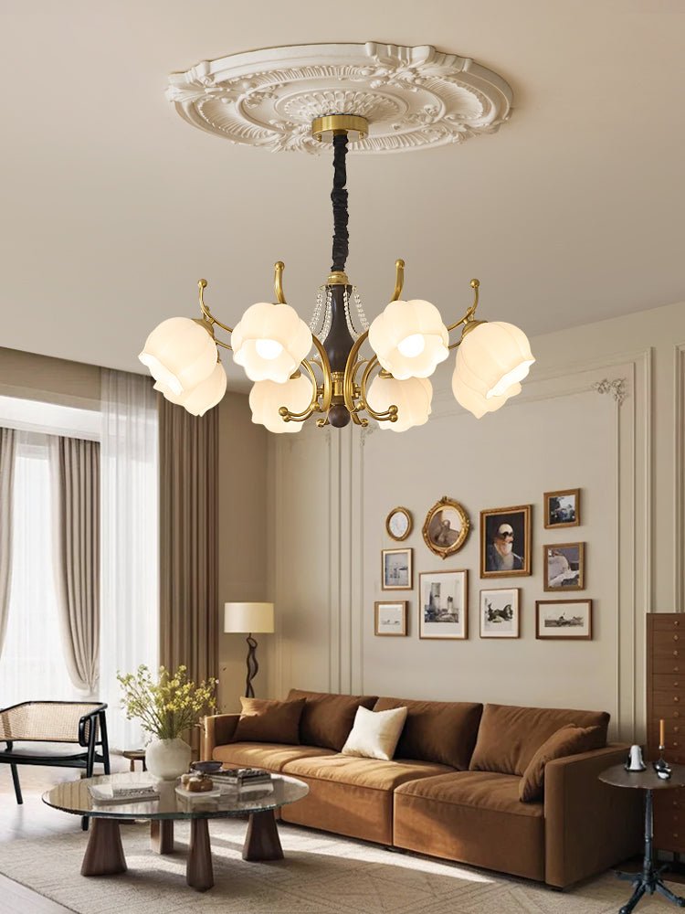 Lustra Chandelier Bois Verre Vintage - Neutralighting