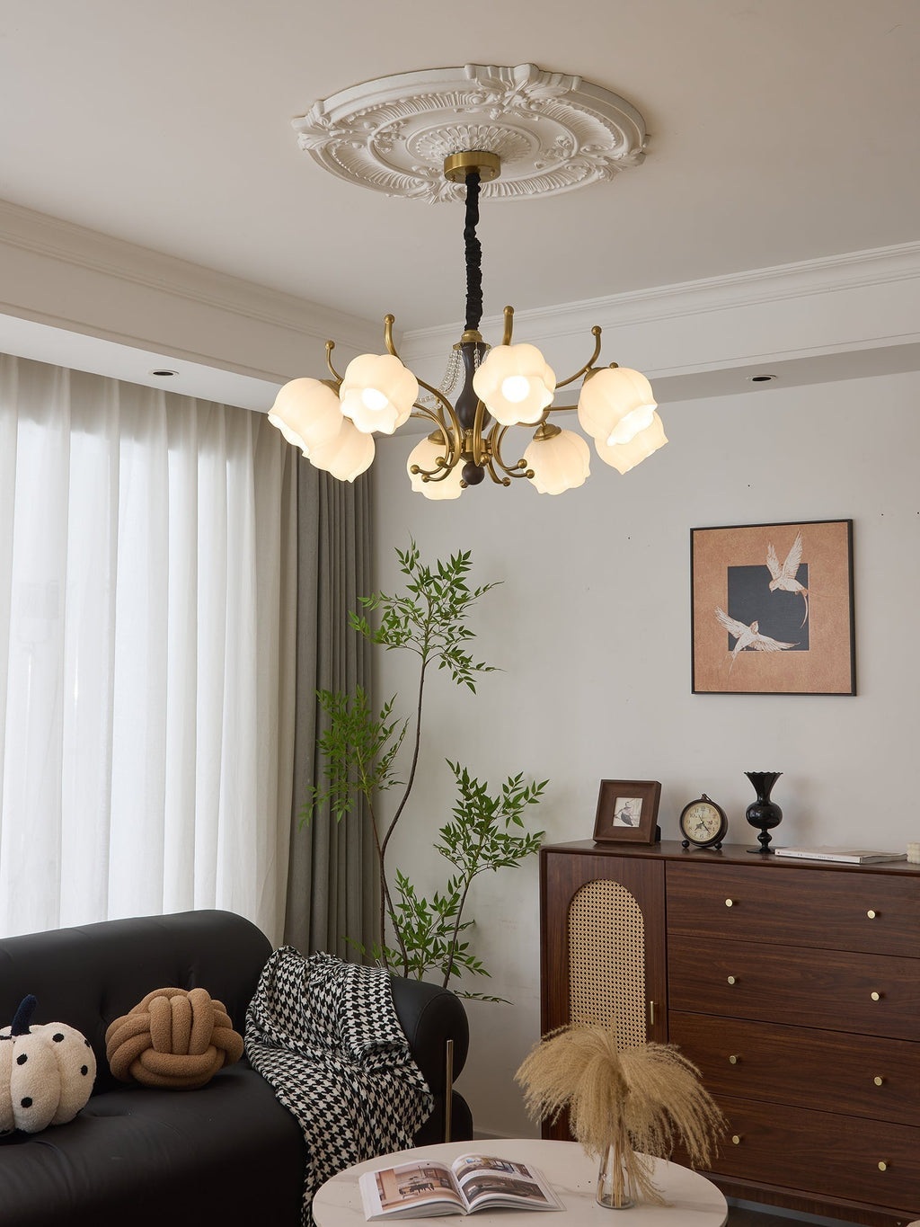Lustra Chandelier Bois Verre Vintage - Neutralighting