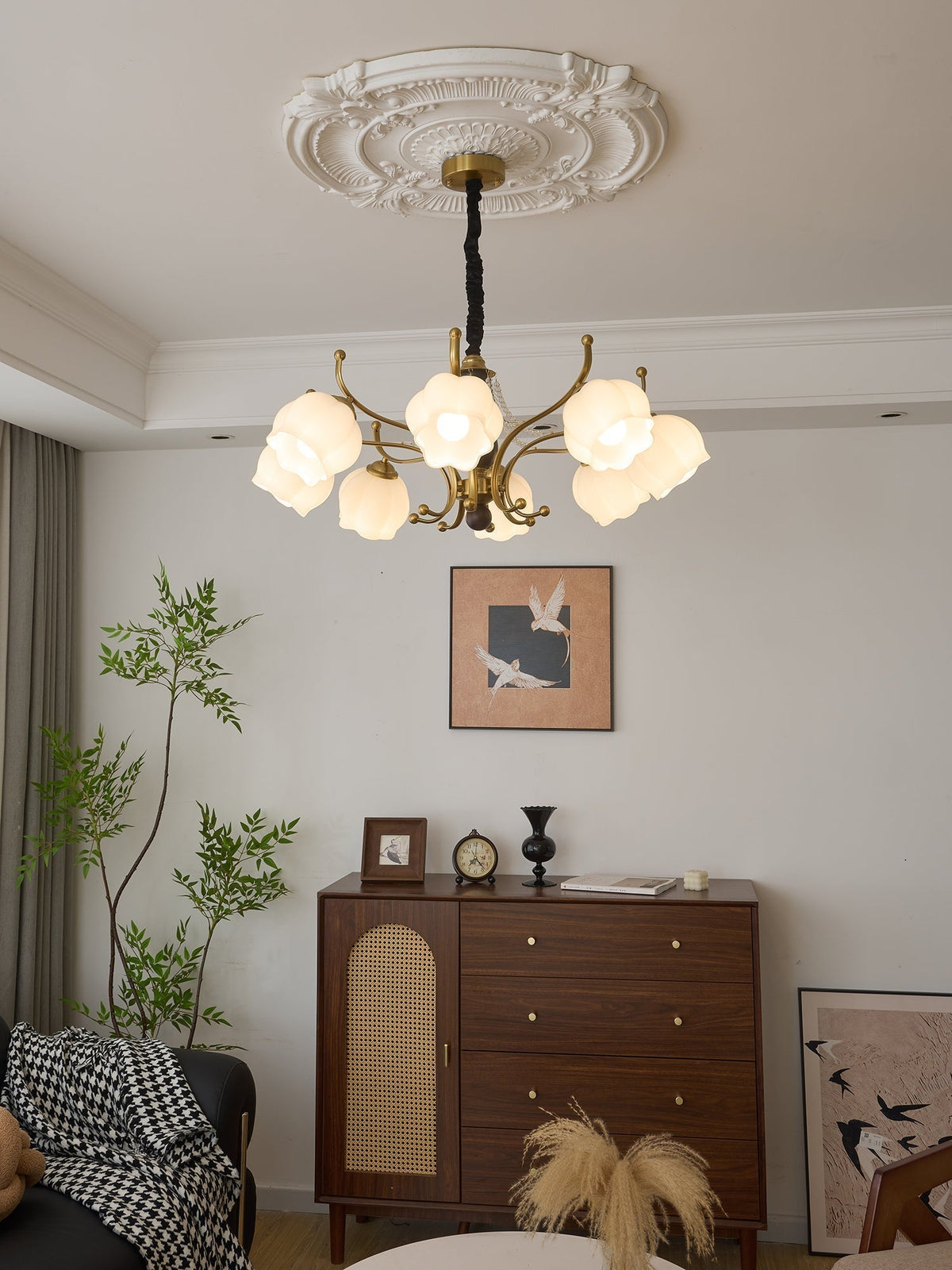 Lustra Chandelier Bois Verre Vintage - Neutralighting