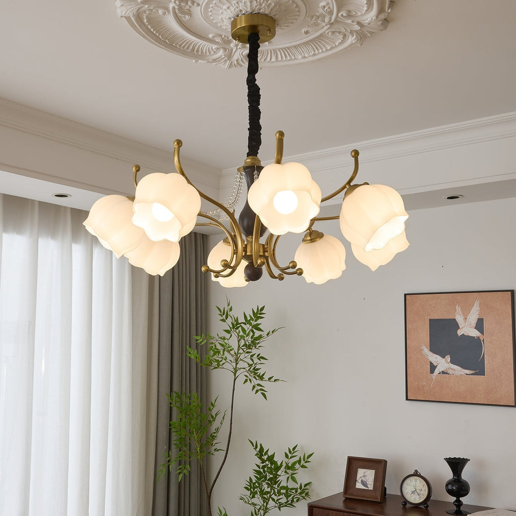 Lustra Chandelier Bois Verre Vintage - Neutralighting