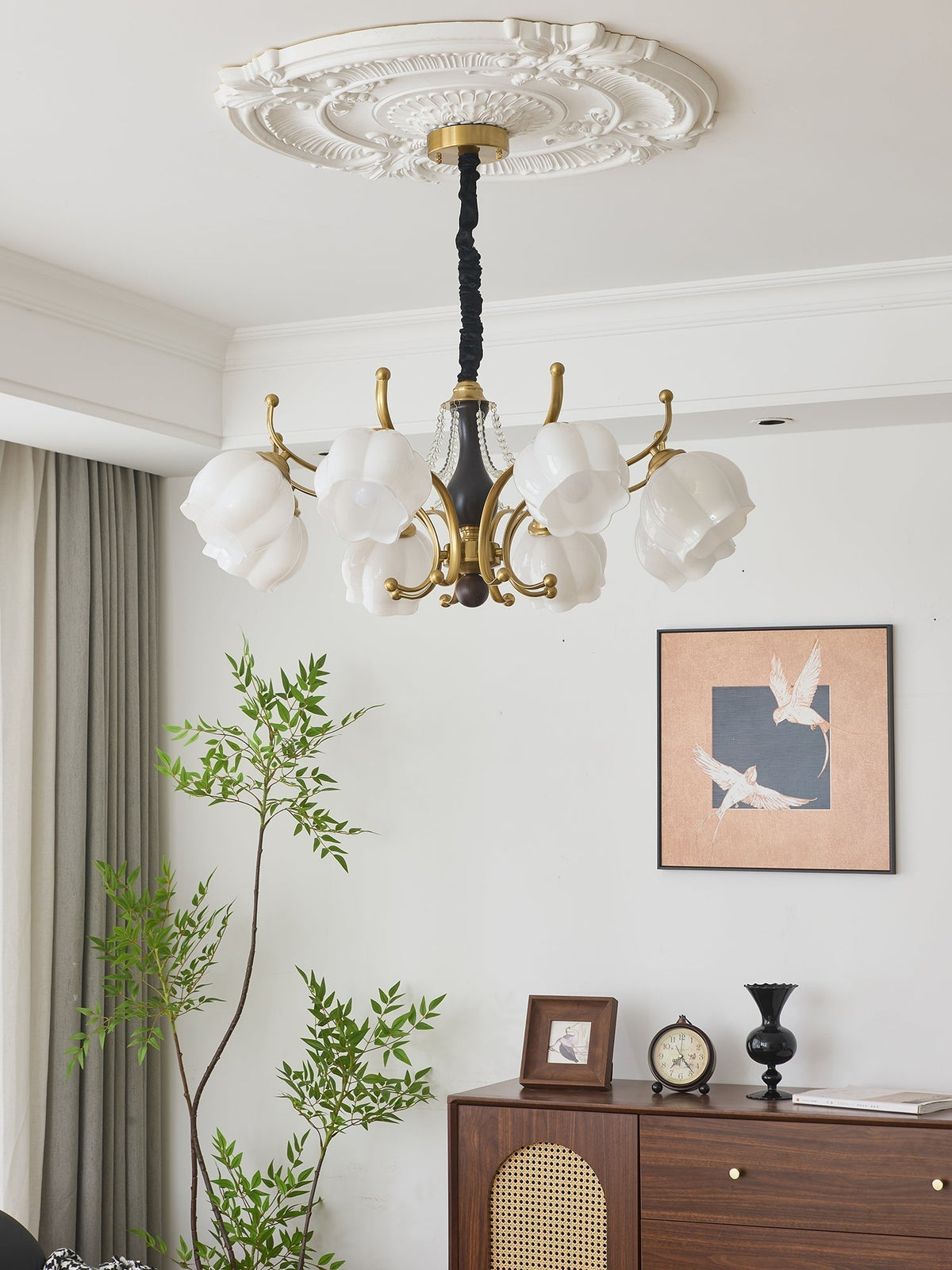 Lustra Chandelier Bois Verre Vintage - Neutralighting