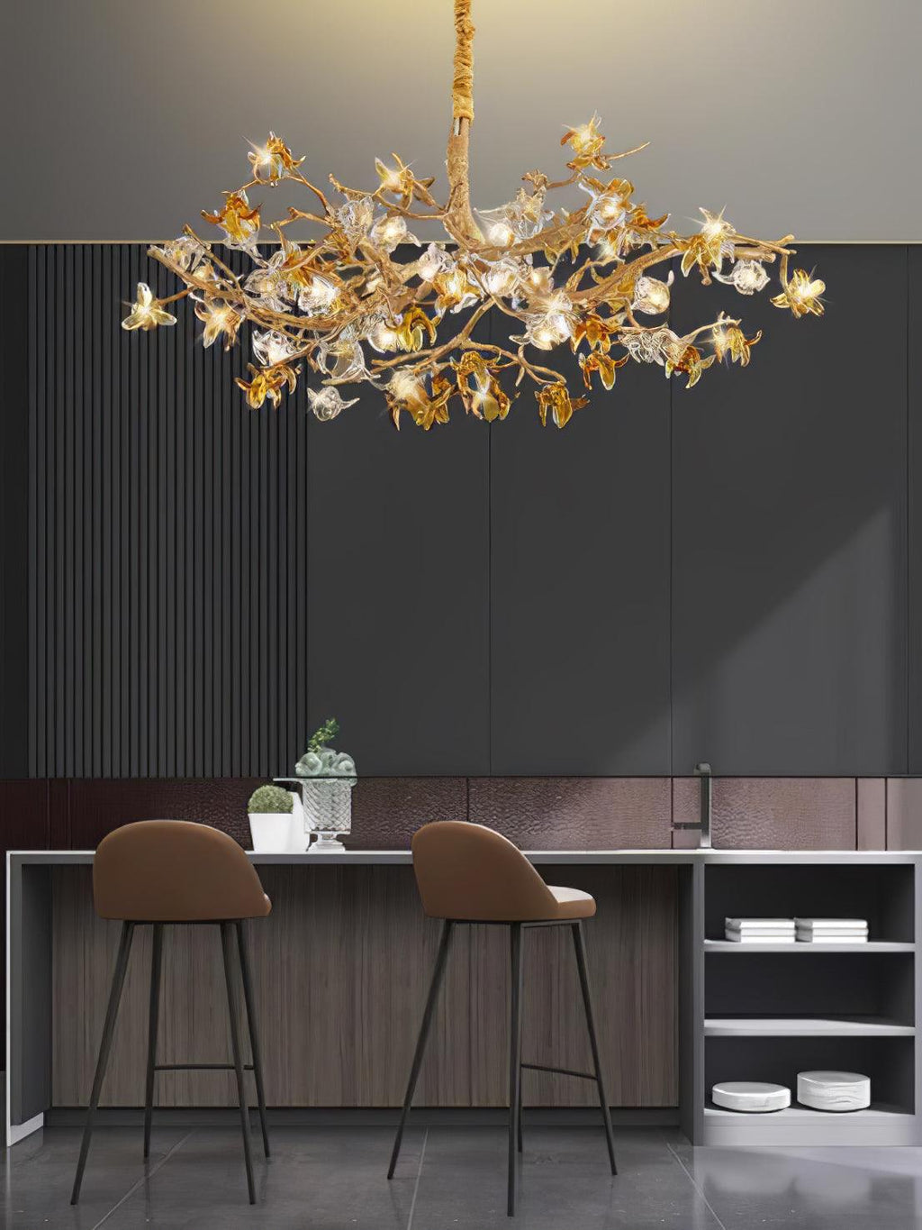 Ulfuvye Chandelier Branche Laiton Cristal Luxueux - Neutralighting