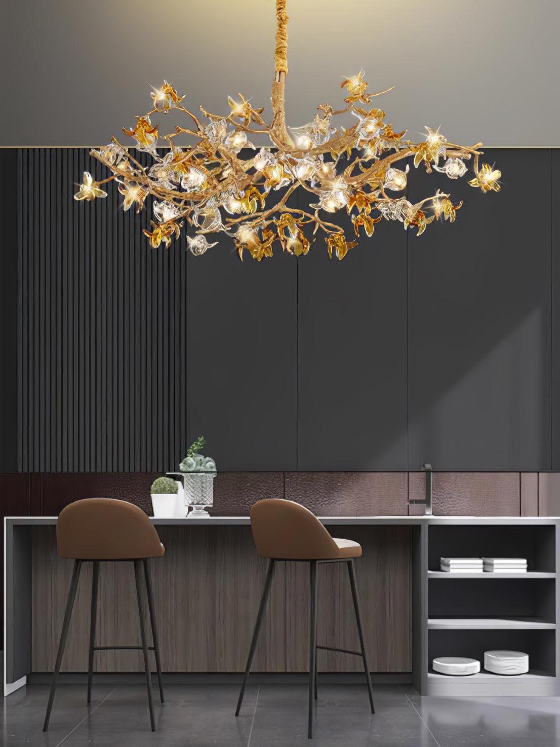 Ulfuvye Chandelier Branche Laiton Cristal Luxueux - Neutralighting
