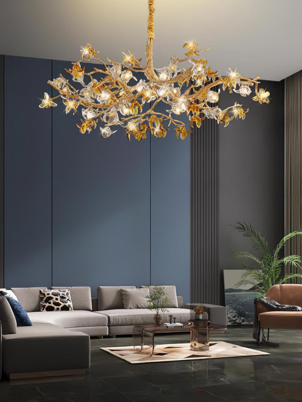 Ulfuvye Chandelier Branche Laiton Cristal Luxueux - Neutralighting