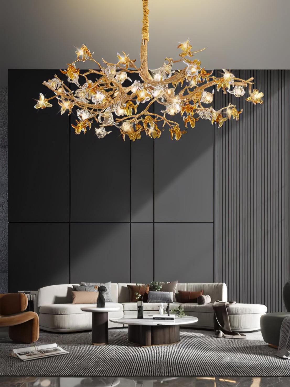 Ulfuvye Chandelier Branche Laiton Cristal Luxueux - Neutralighting