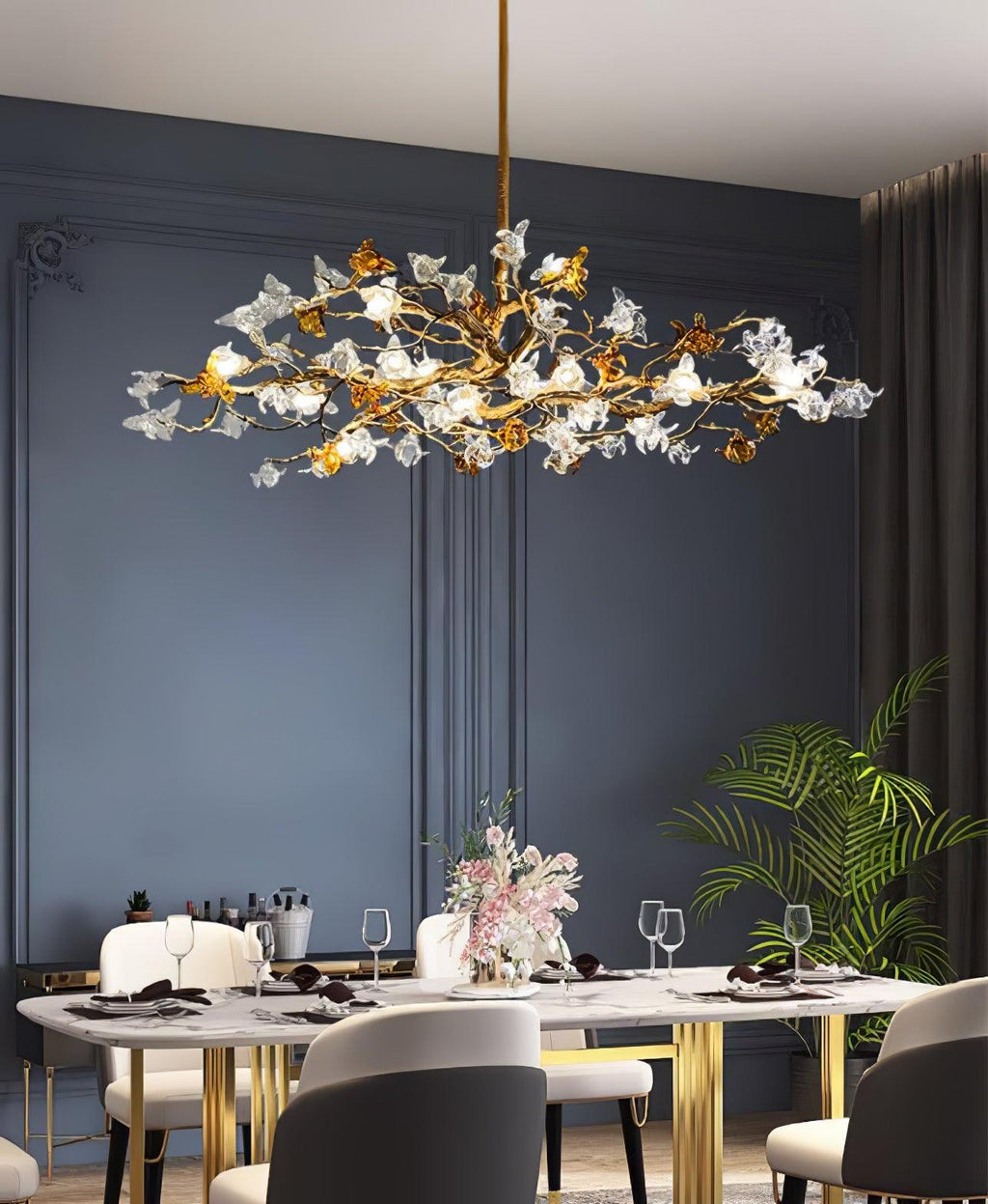 Ulfuvye Chandelier Branche Laiton Cristal Luxueux - Neutralighting