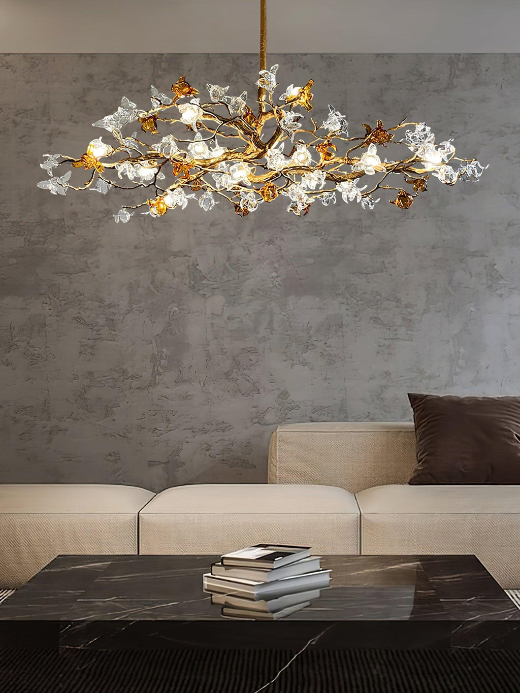 Ulfuvye Chandelier Branche Laiton Cristal Luxueux - Neutralighting
