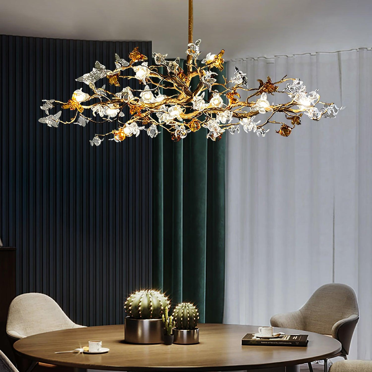 Ulfuvye Chandelier Branche Laiton Cristal Luxueux - Neutralighting