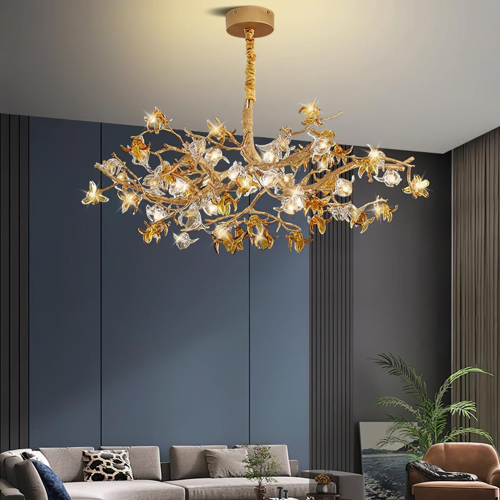 Ulfuvye Chandelier Branche Laiton Cristal Luxueux - Neutralighting