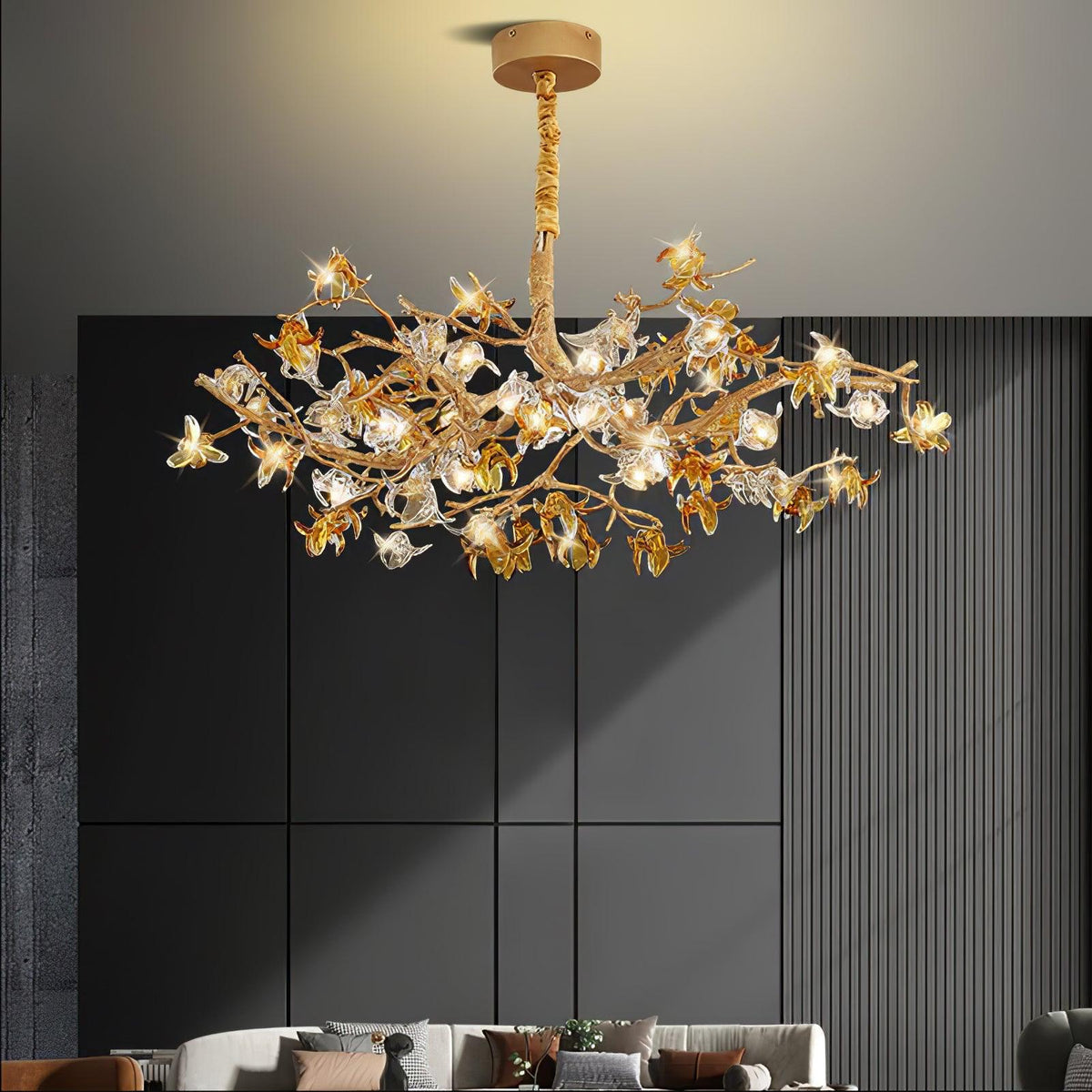 Ulfuvye Chandelier Branche Laiton Cristal Luxueux - Neutralighting