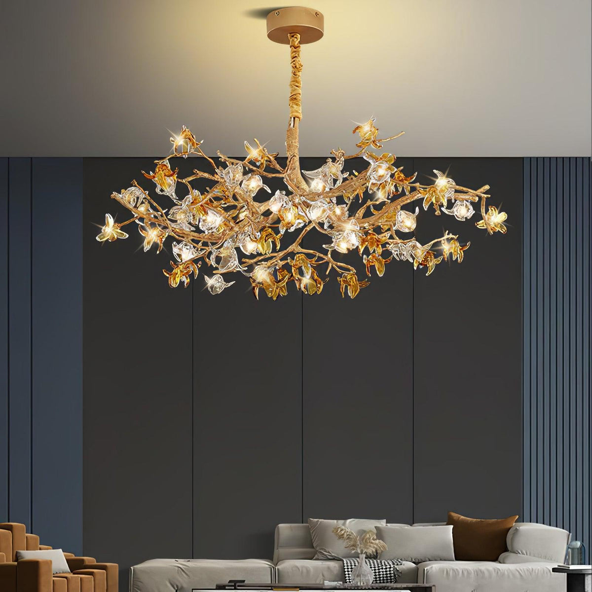 Ulfuvye Chandelier Branche Laiton Cristal Luxueux - Neutralighting