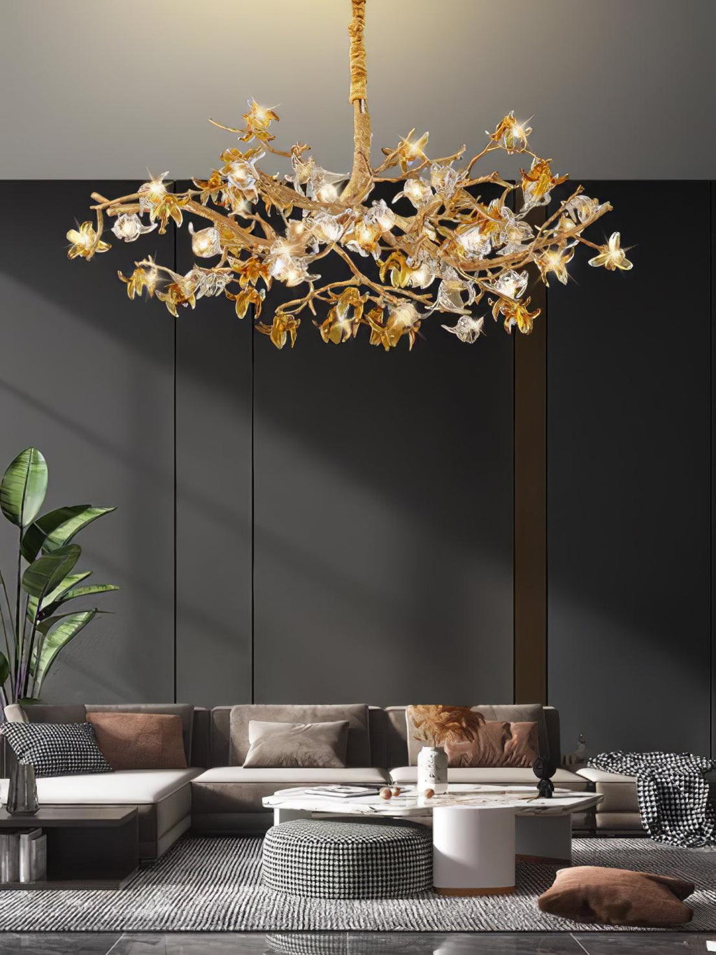 Ulfuvye Chandelier Branche Laiton Cristal Luxueux - Neutralighting