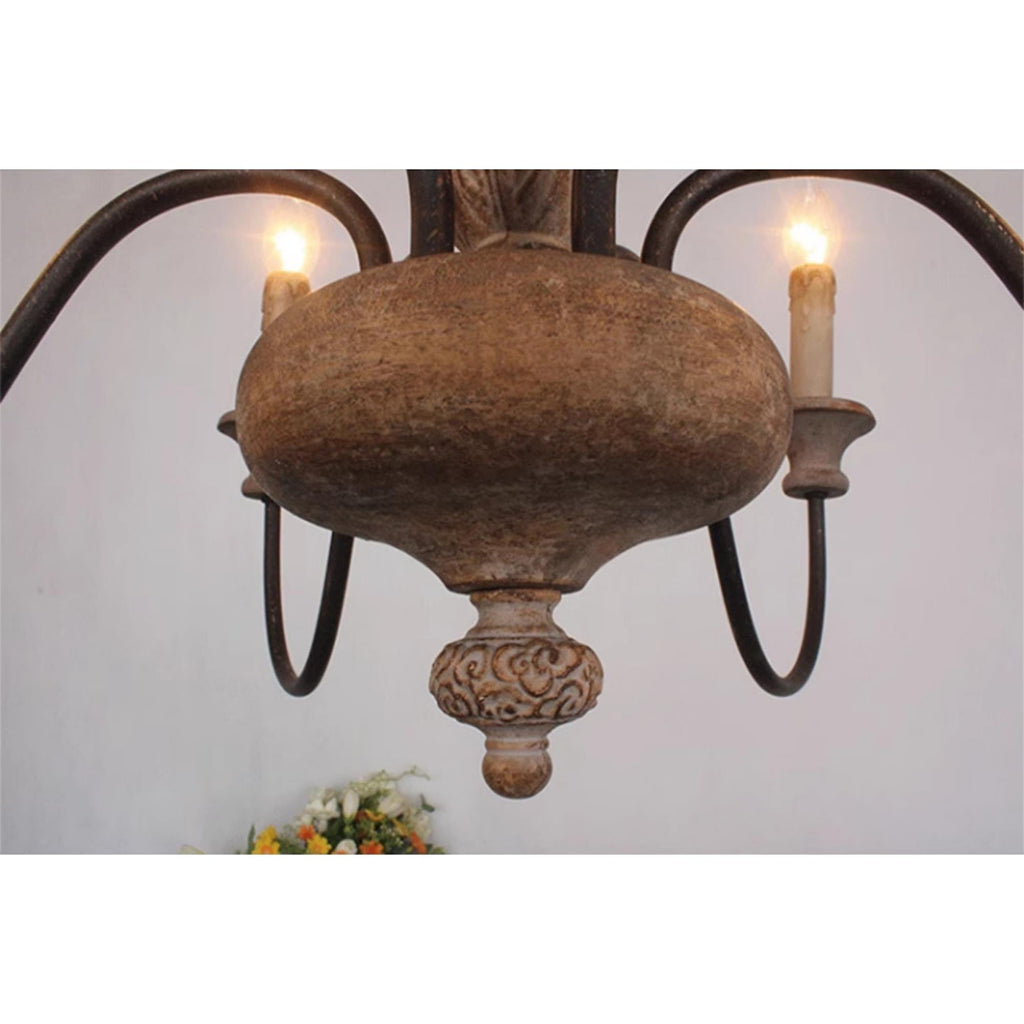 Ljomuvyi Lustre Traditionnel En Métal Et Bois De Style Ferme - Neutralighting