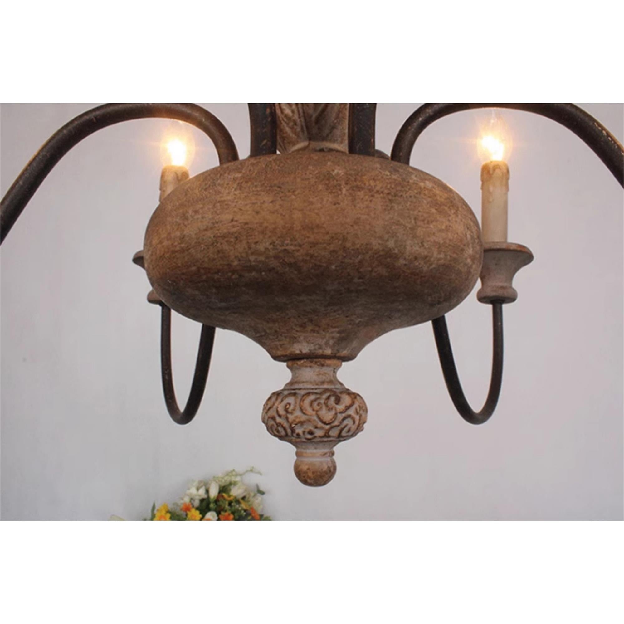 Ljomuvyi Lustre Traditionnel En Métal Et Bois De Style Ferme - Neutralighting