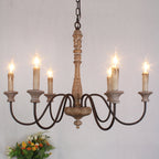 Ljomuvyi Lustre Traditionnel En Métal Et Bois De Style Ferme - Neutralighting