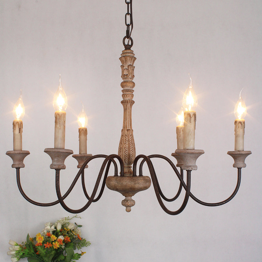 Ljomuvyi Lustre Traditionnel En Métal Et Bois De Style Ferme - Neutralighting