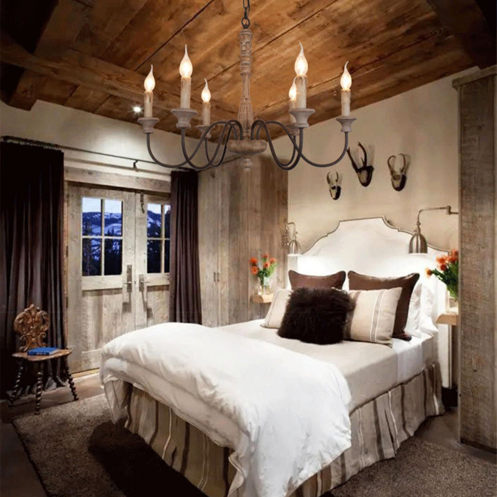Ljomuvyi Lustre Traditionnel En Métal Et Bois De Style Ferme - Neutralighting