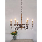 Ljomuvyi Lustre Traditionnel En Métal Et Bois De Style Ferme - Neutralighting
