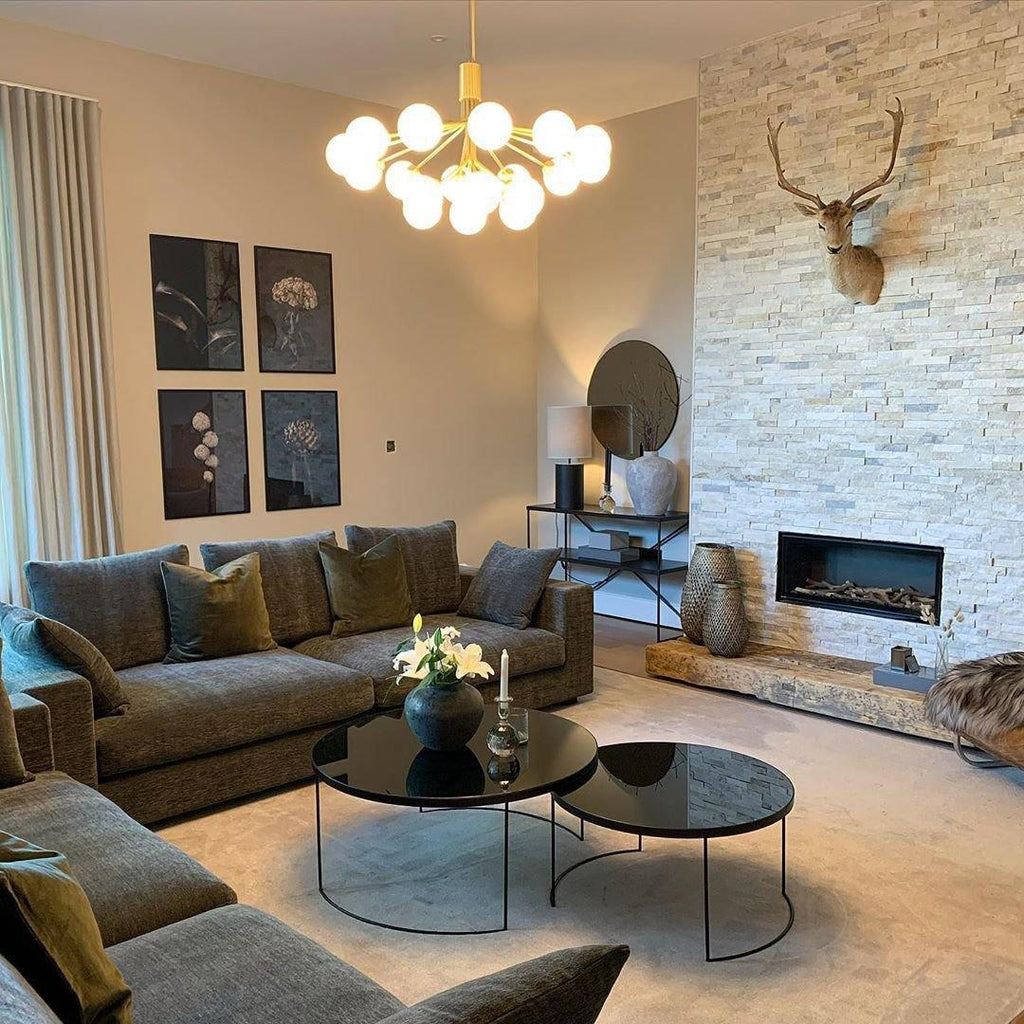 Lustra Suspension en Verre Globe Cluster Laiton - Neutralighting