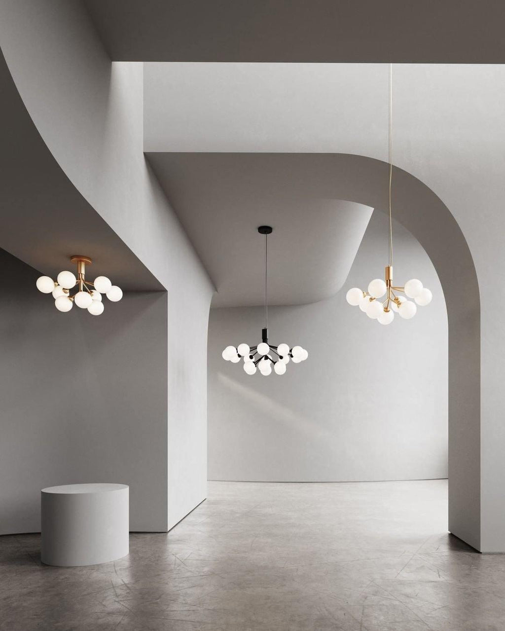 Lustra Suspension en Verre Globe Cluster Laiton - Neutralighting