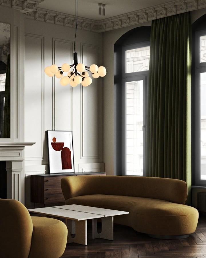 Lustra Suspension en Verre Globe Cluster Laiton - Neutralighting