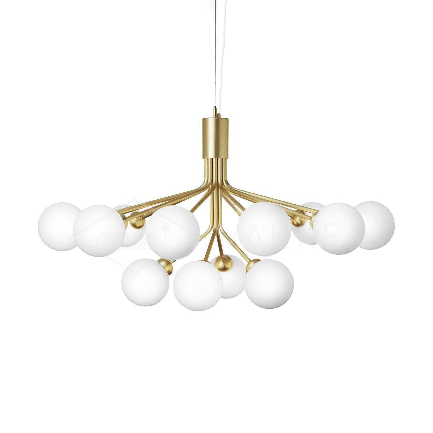 Lustra Suspension en Verre Globe Cluster Laiton - Neutralighting