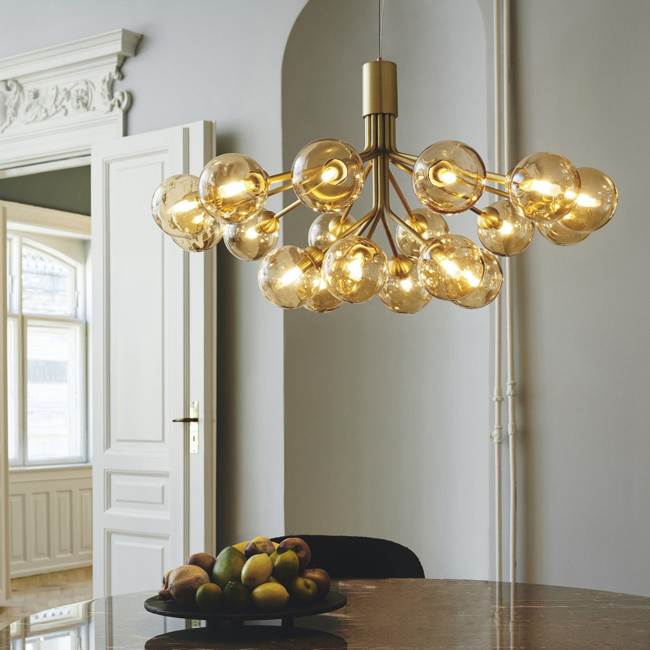 Lustra Suspension en Verre Globe Cluster Laiton - Neutralighting