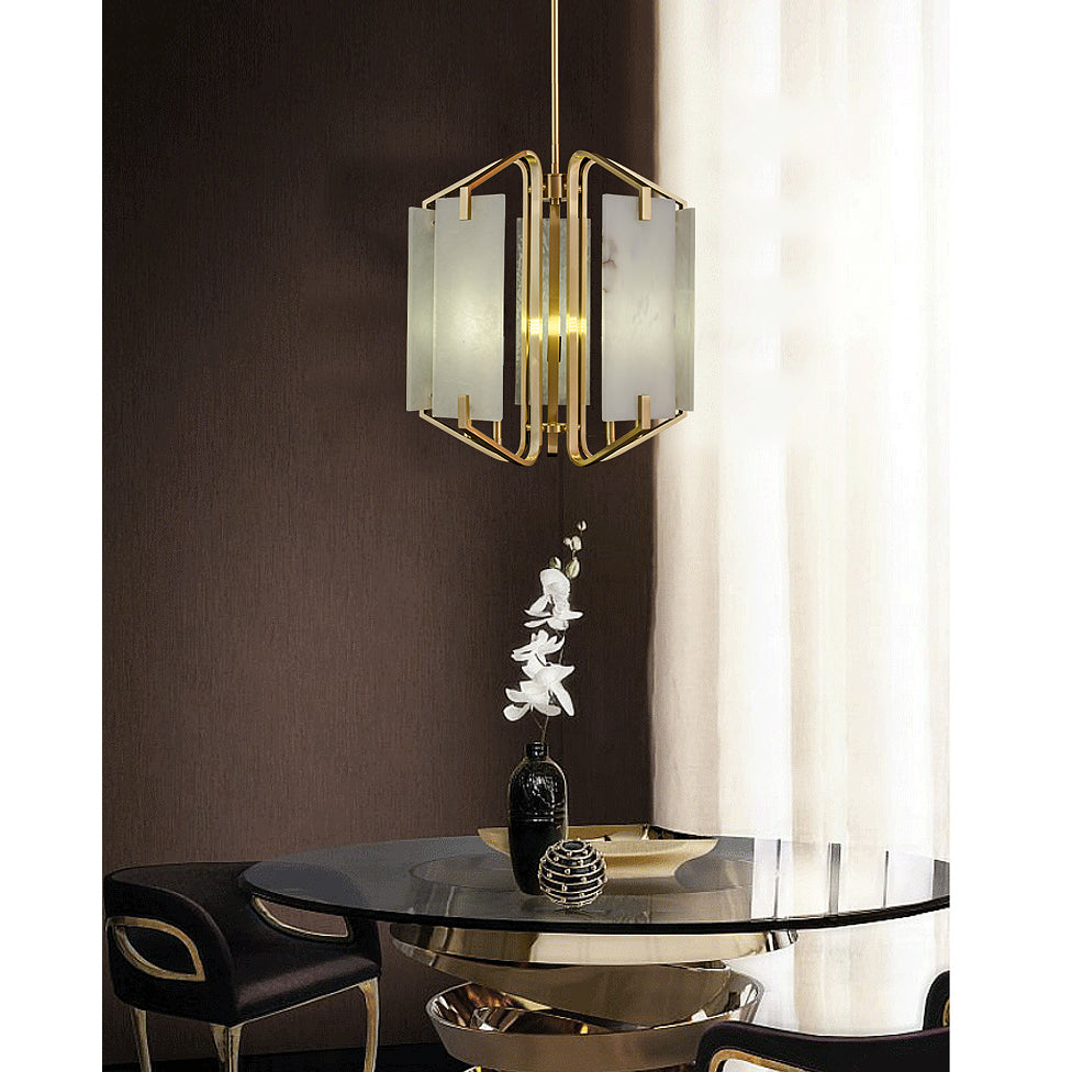 Plotuvys Chandelier Laiton Albâtre Luxe Postmoderne - Neutralighting
