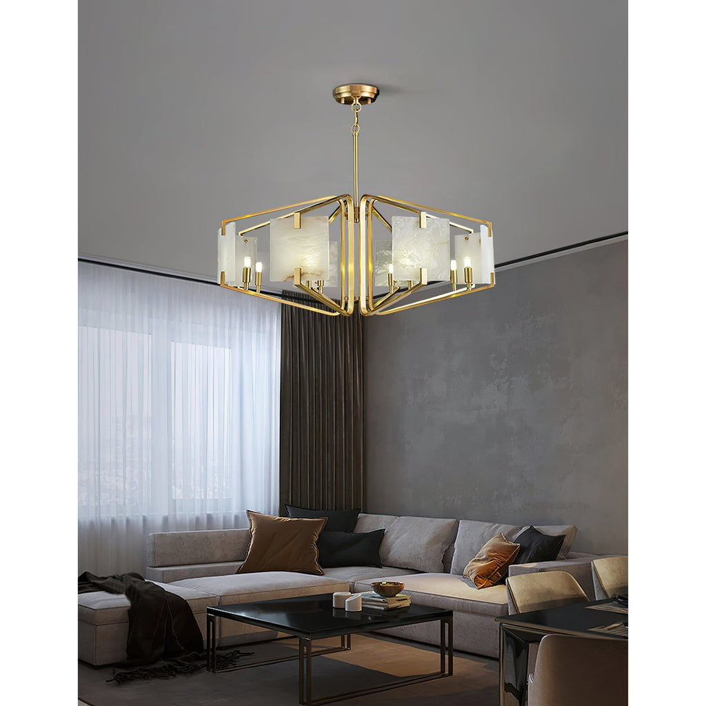 Plotuvys Chandelier Laiton Albâtre Luxe Postmoderne - Neutralighting