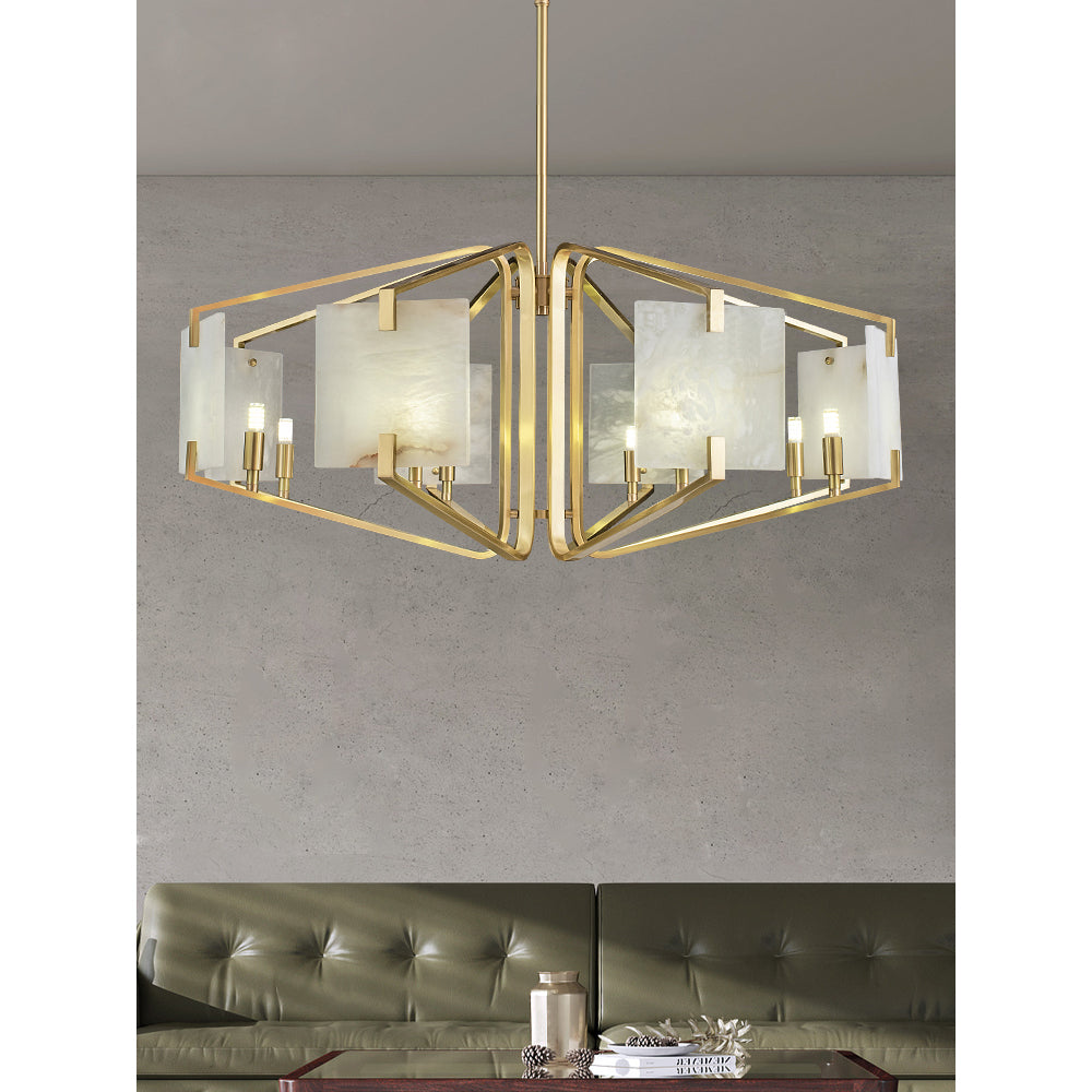 Plotuvys Chandelier Laiton Albâtre Luxe Postmoderne - Neutralighting