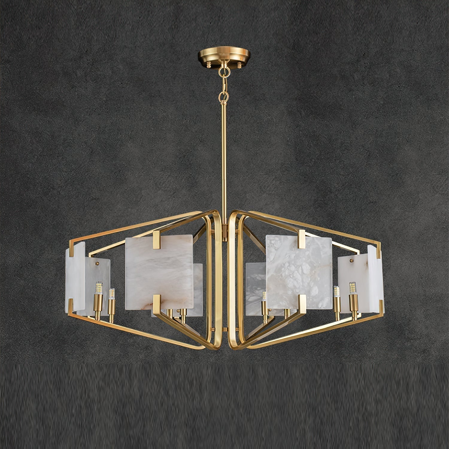 Plotuvys Chandelier Laiton Albâtre Luxe Postmoderne - Neutralighting