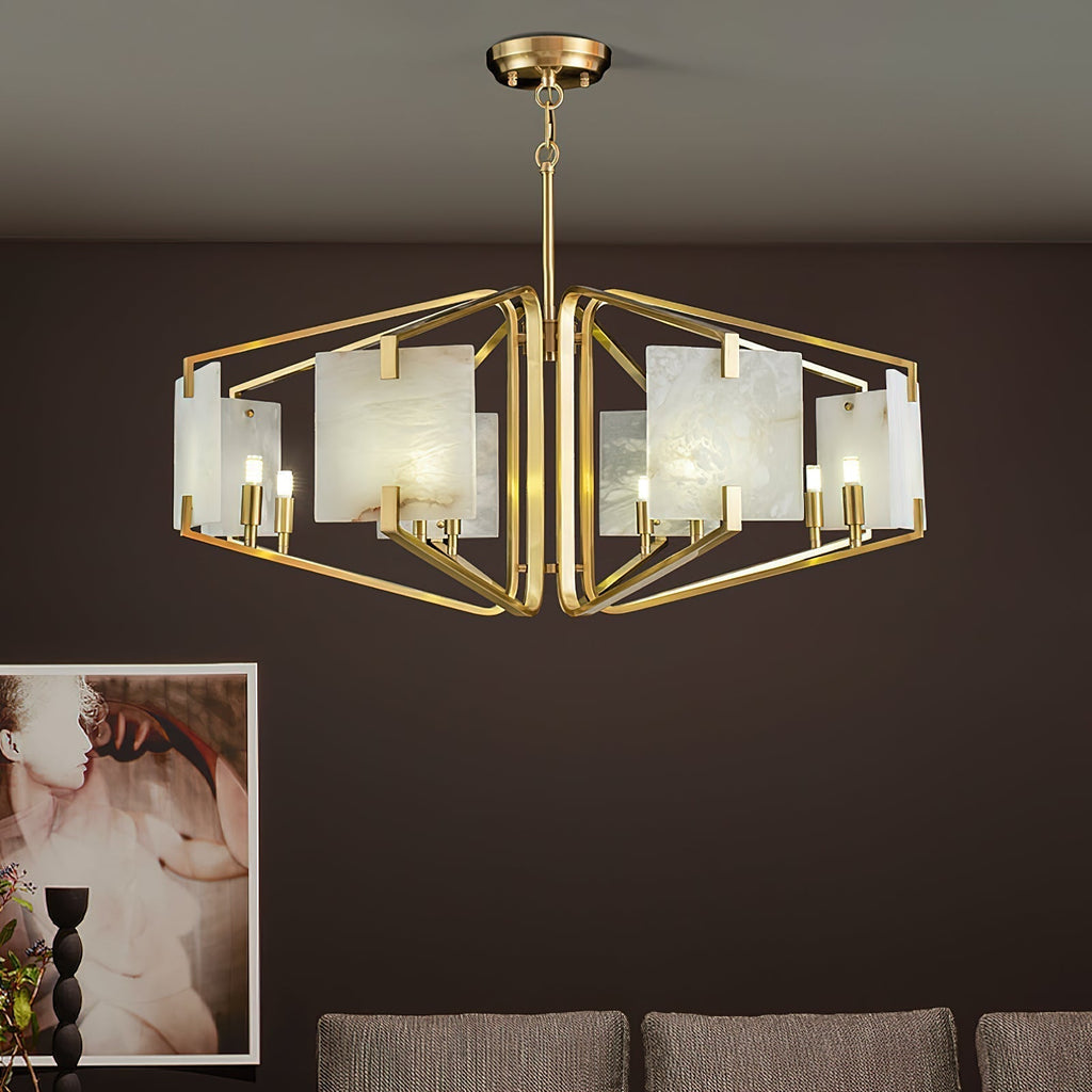 Plotuvys Chandelier Laiton Albâtre Luxe Postmoderne - Neutralighting