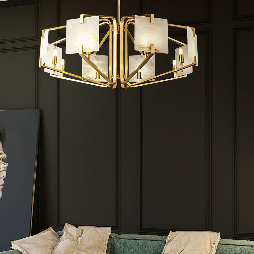 Plotuvys Chandelier Laiton Albâtre Luxe Postmoderne - Neutralighting