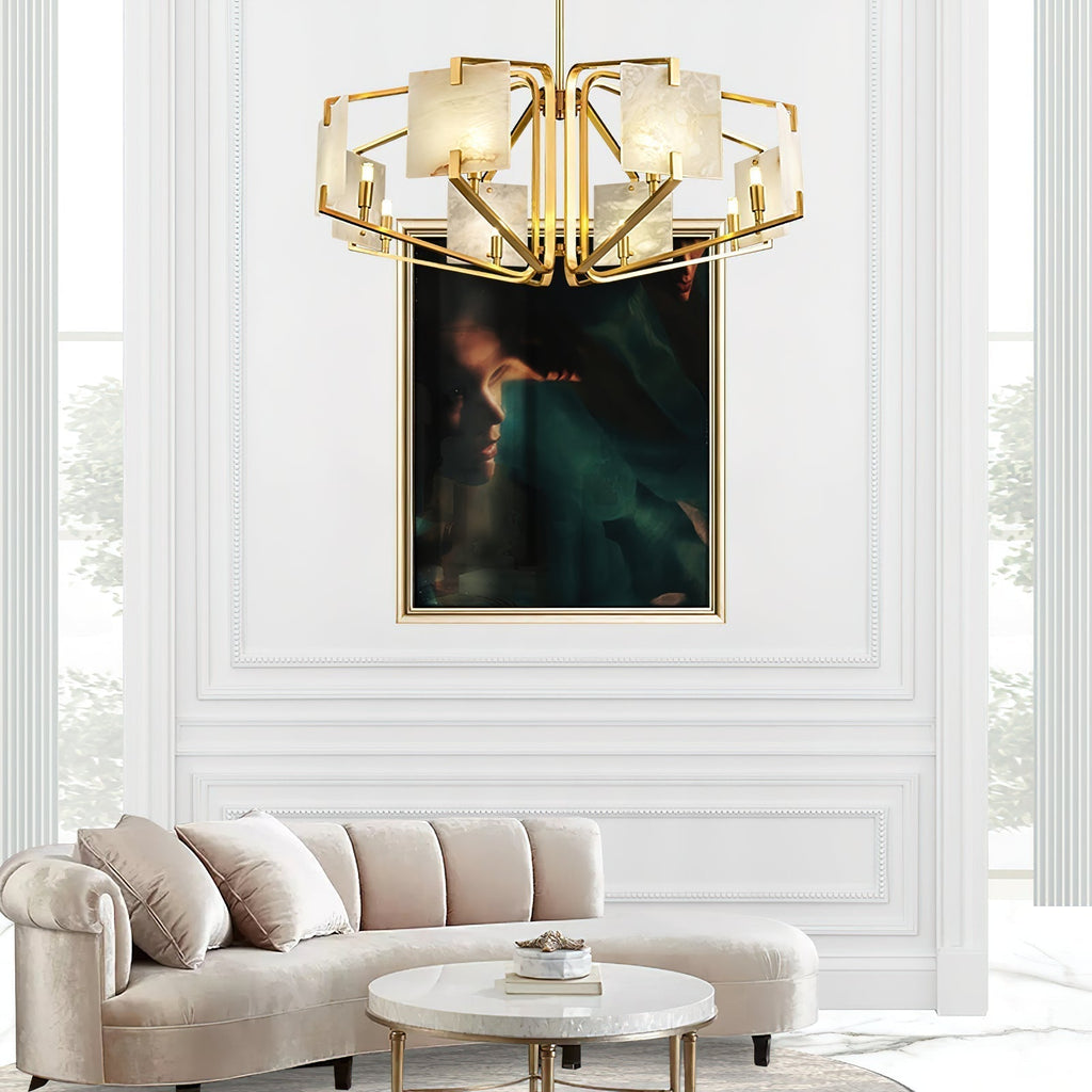 Plotuvys Chandelier Laiton Albâtre Luxe Postmoderne - Neutralighting