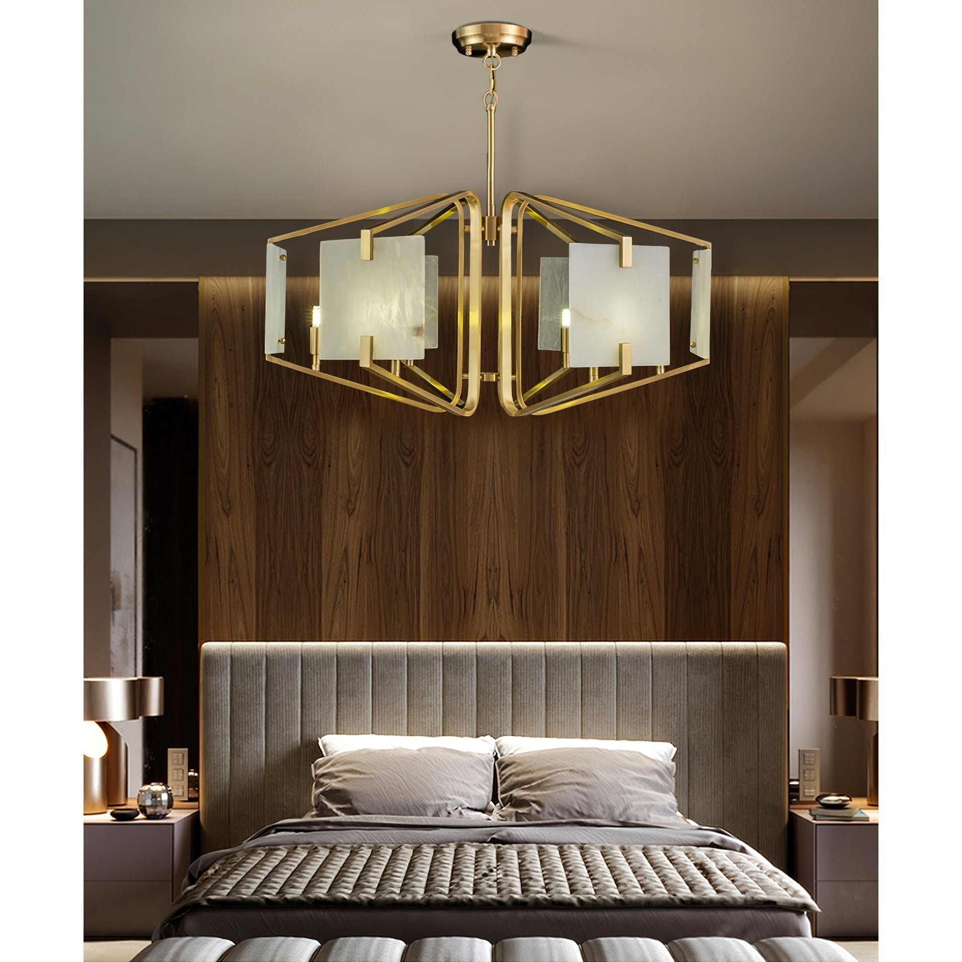 Plotuvys Chandelier Laiton Albâtre Luxe Postmoderne - Neutralighting