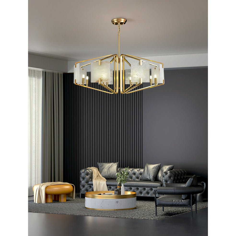 Plotuvys Chandelier Laiton Albâtre Luxe Postmoderne - Neutralighting